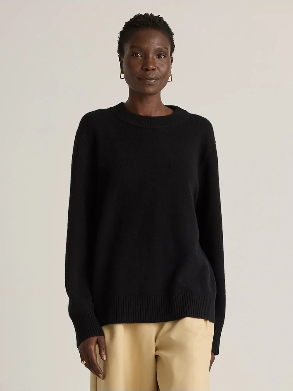 Quince Women’s S Black Oversized 100% Mongolian Cashmere Sweater Quiet Luxury